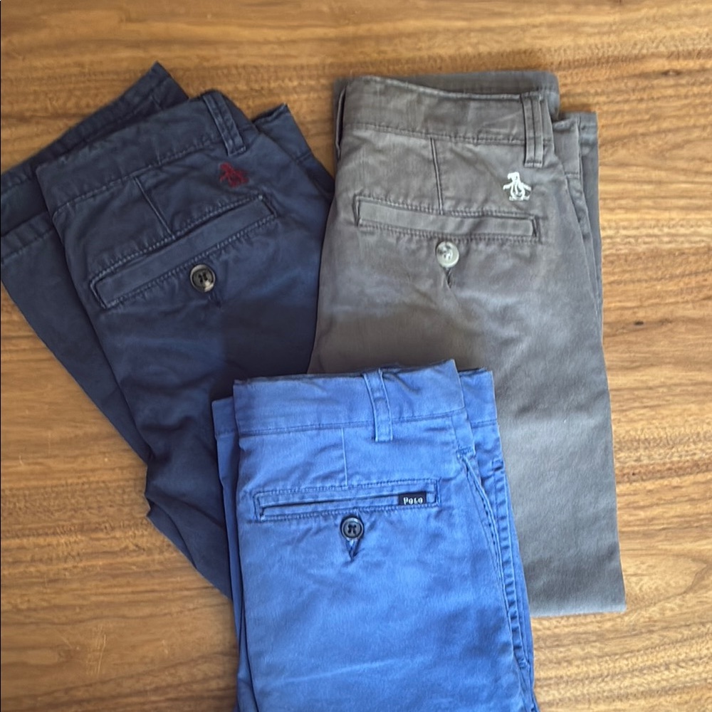 Lot of kid’s size 6 Original Penguin and Polo Chinos - Navy, Gray, and Blue
